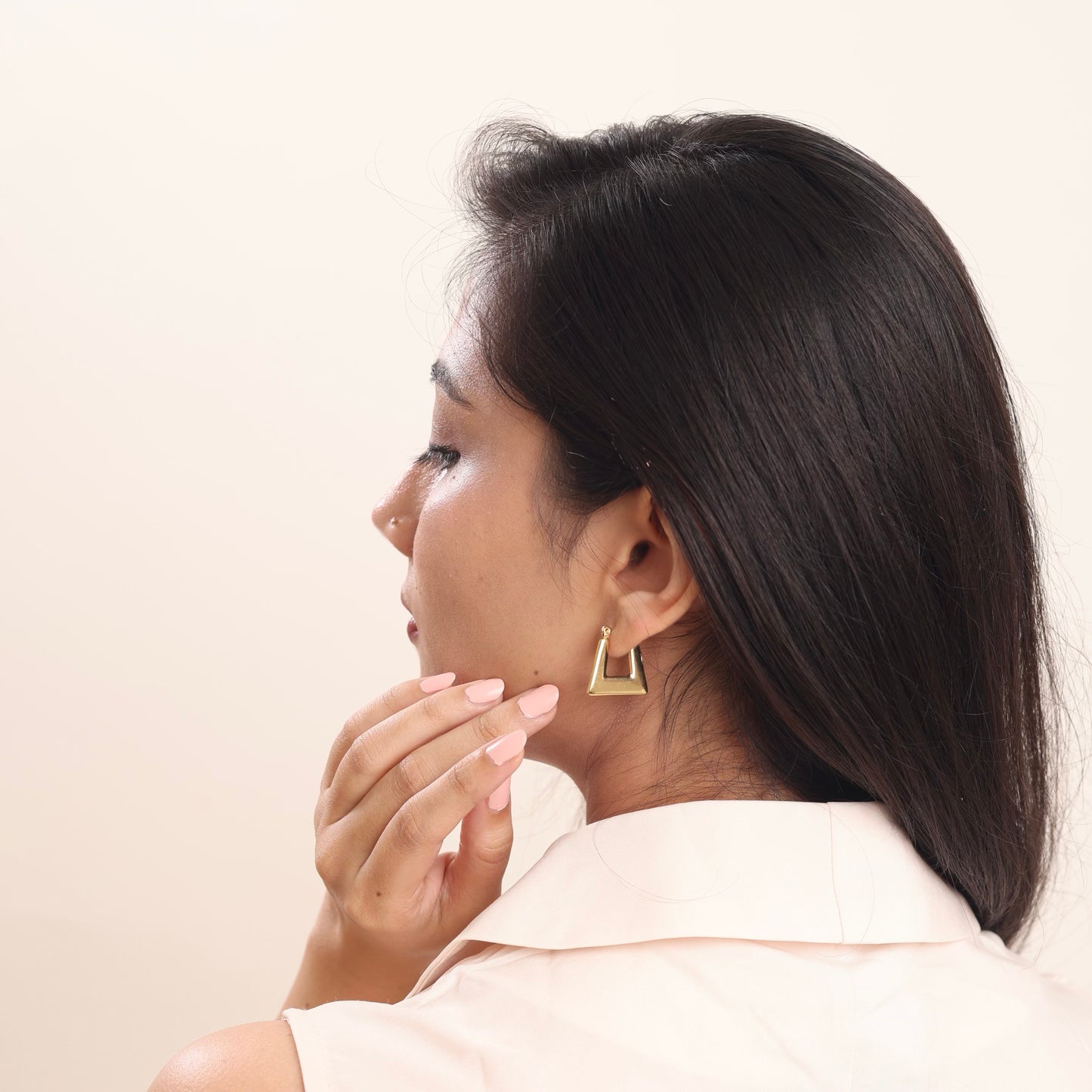 Square 18K Gold Plated Hoop Earring