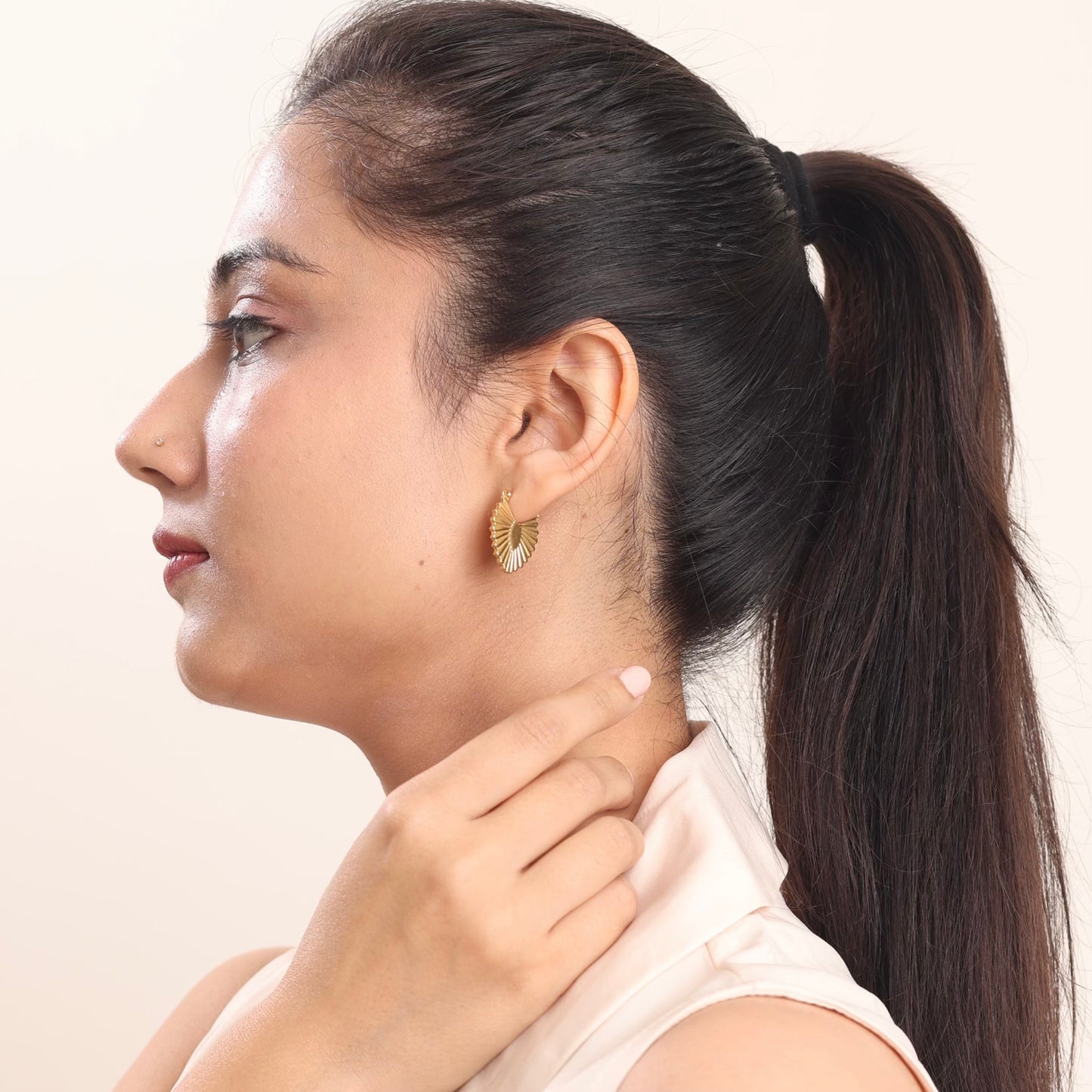 Almond Hoop 18K Gold Plated Earring