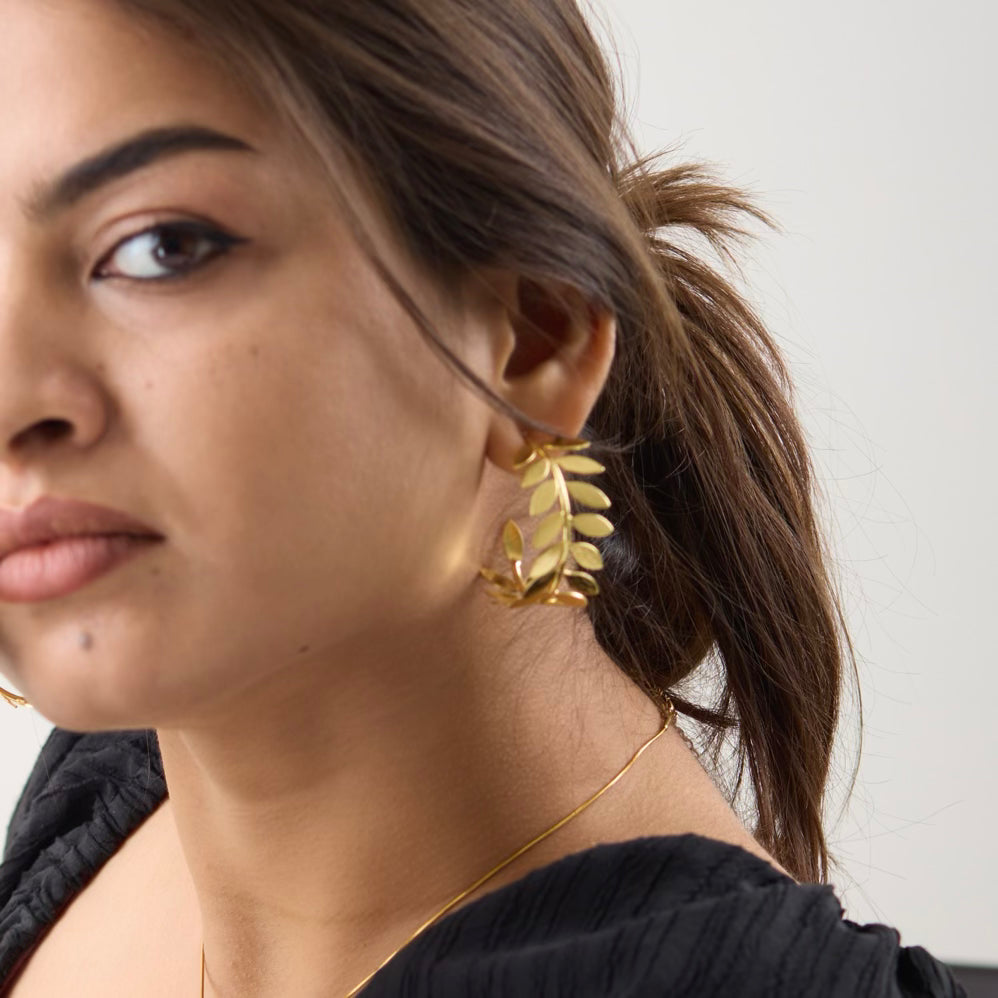 Leaf Round hoop Earring