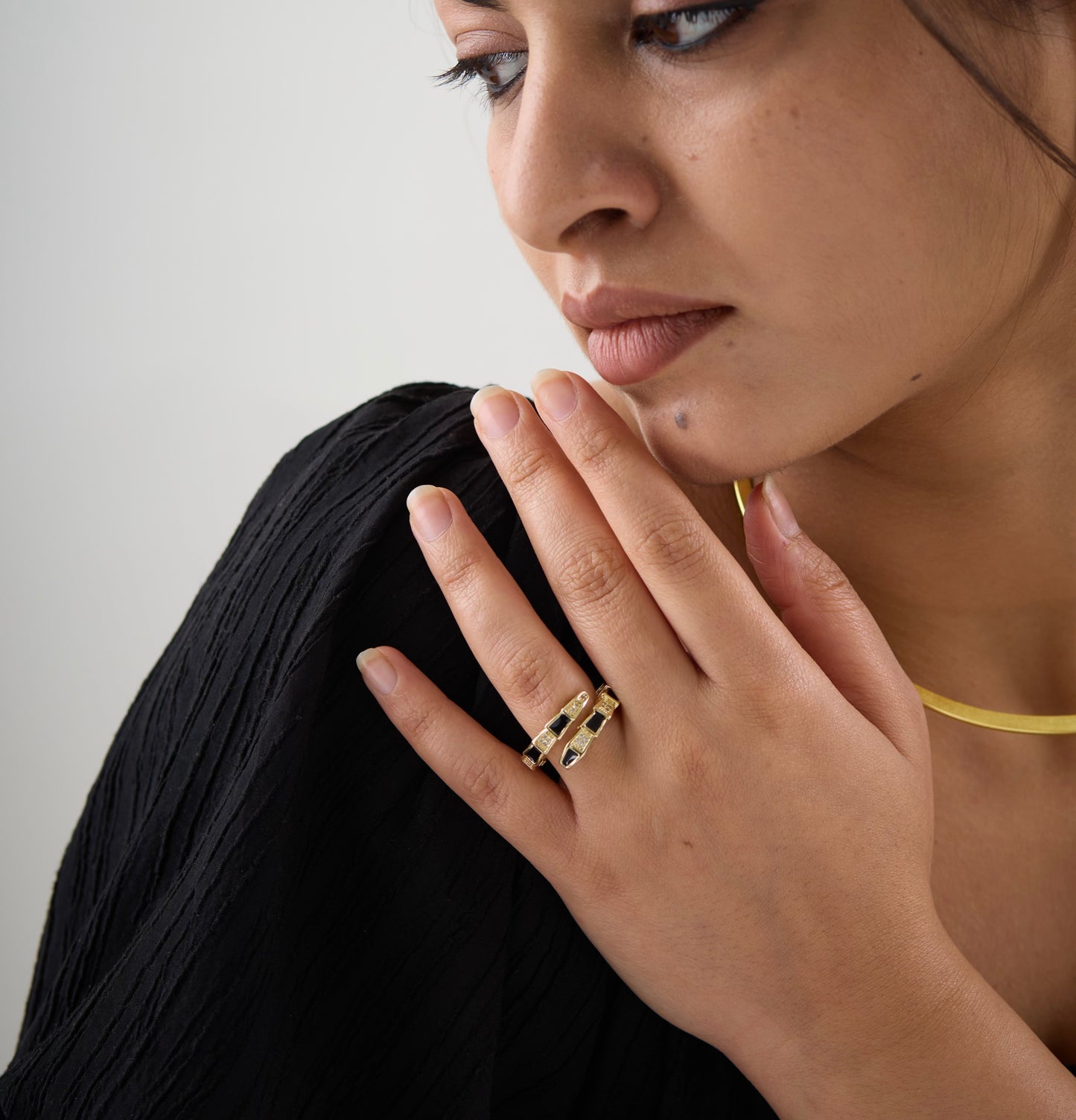 18K Gold Plated Enamel Snake Ring