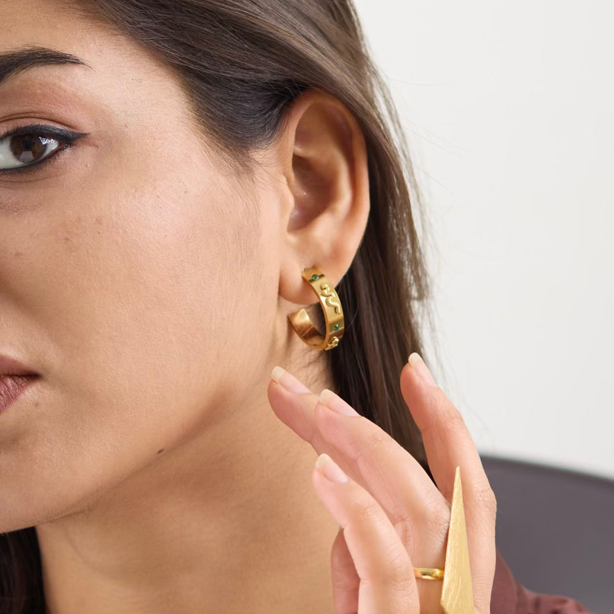 Snake Emerald Hoop Earring