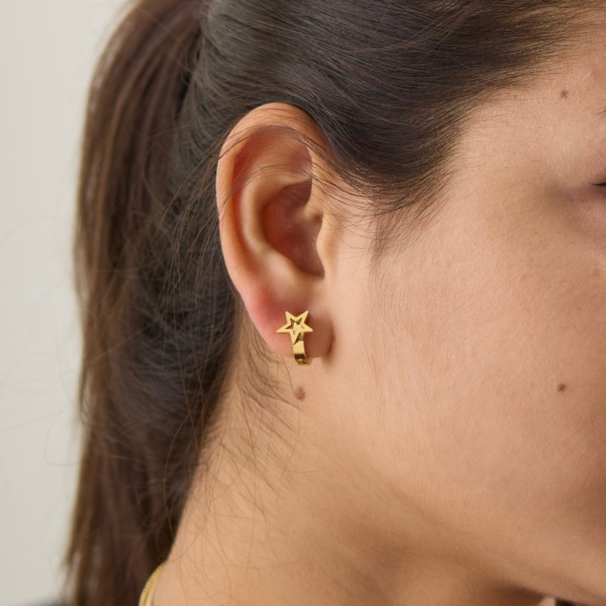 18K Gold Plated Little Star Hoop Earring