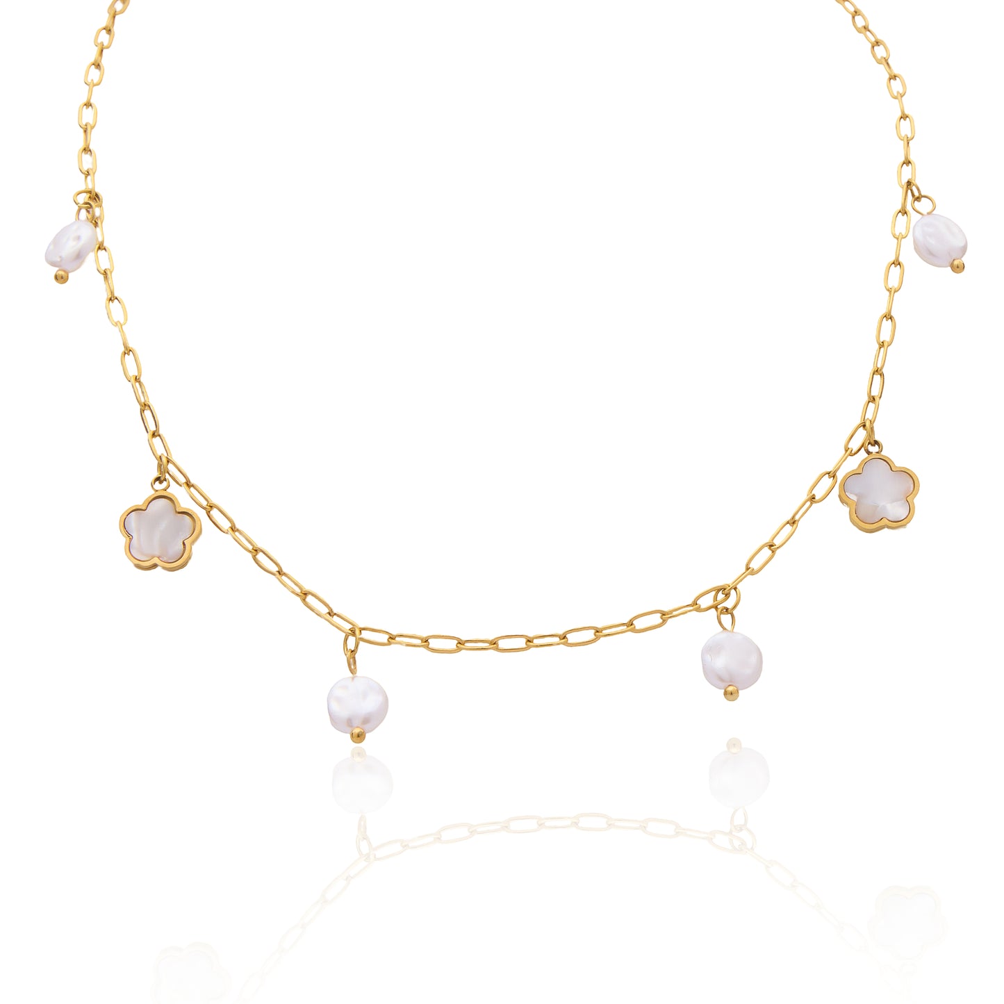 18K Gold Plated Drop Mother Of Pearl Necklace