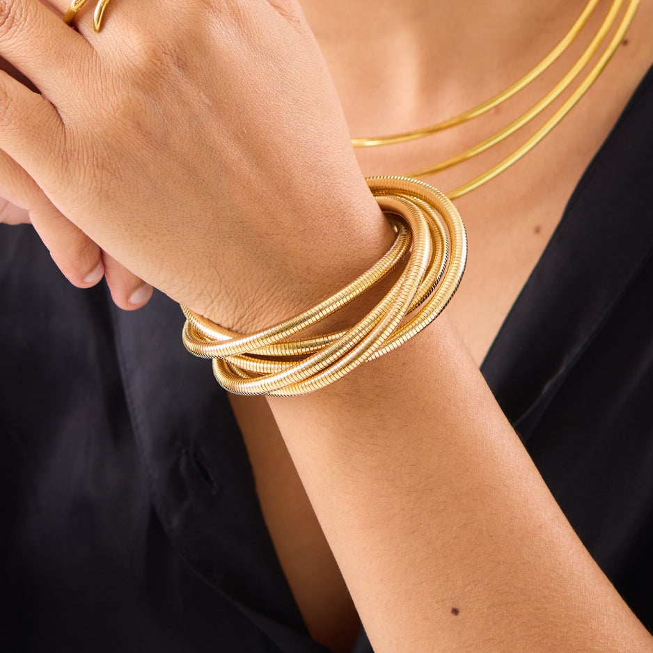 18K Gold Plated Tangled Multistrand Bracelet