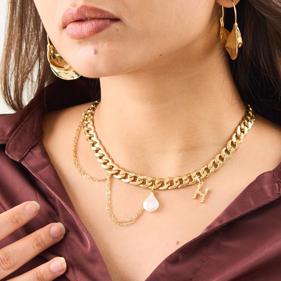 18K Gold Plated Bold Chunky Necklace