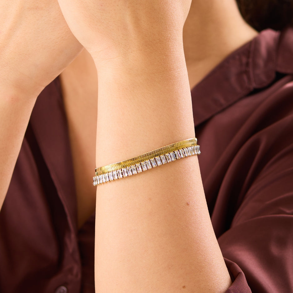 Elegant 18K Gold-Plated Anti-Tarnish Bracelet Set