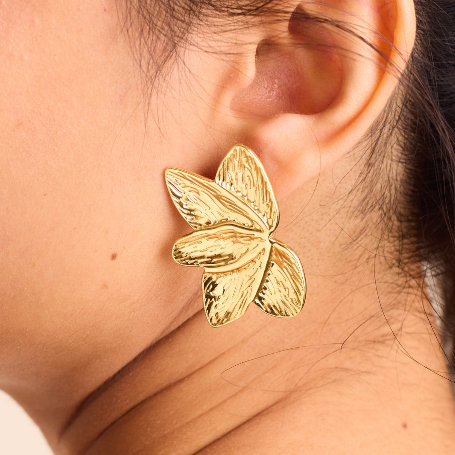 Half Flower 18K Gold Plated Earring