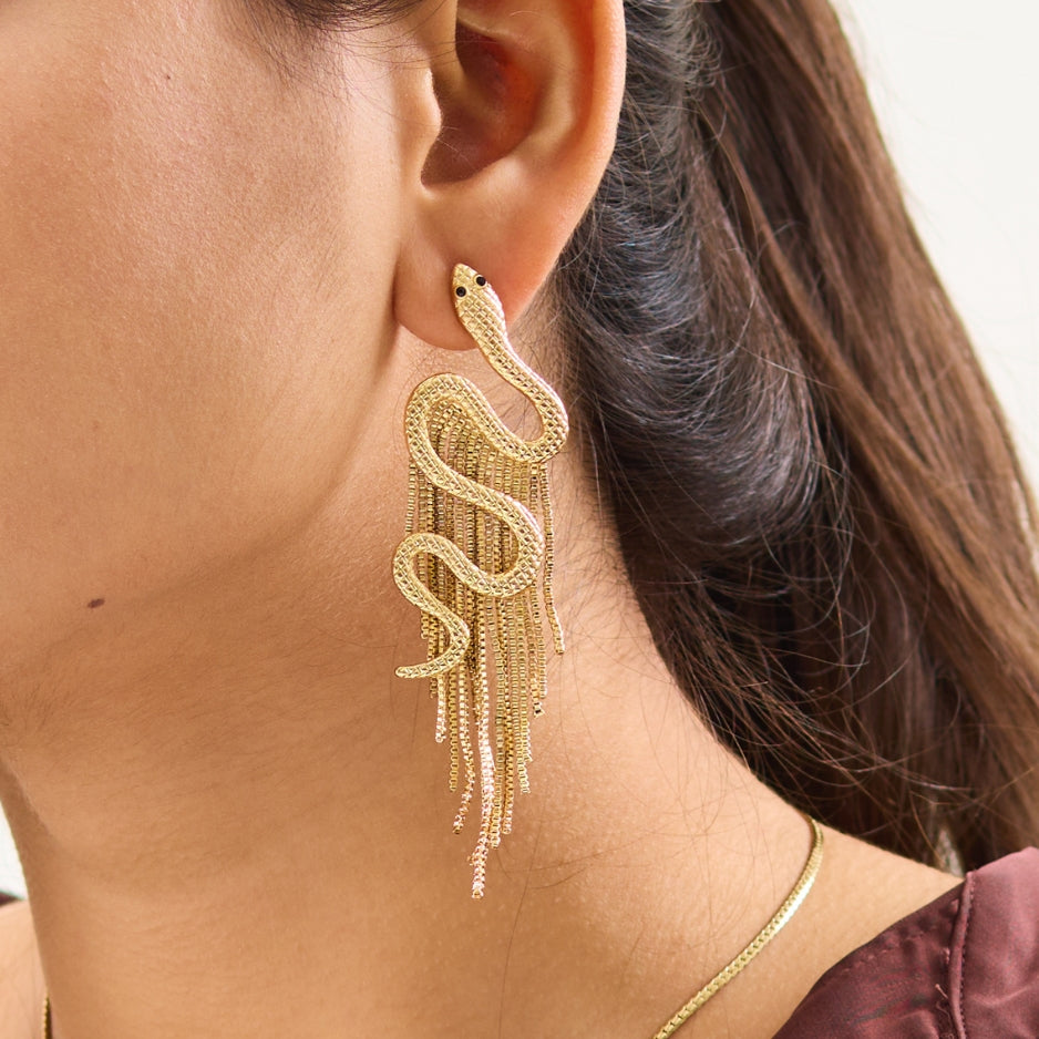 Golden Snake Earring