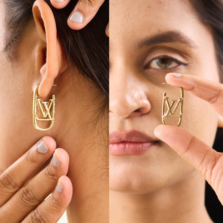 18K Gold Plated LV Earring