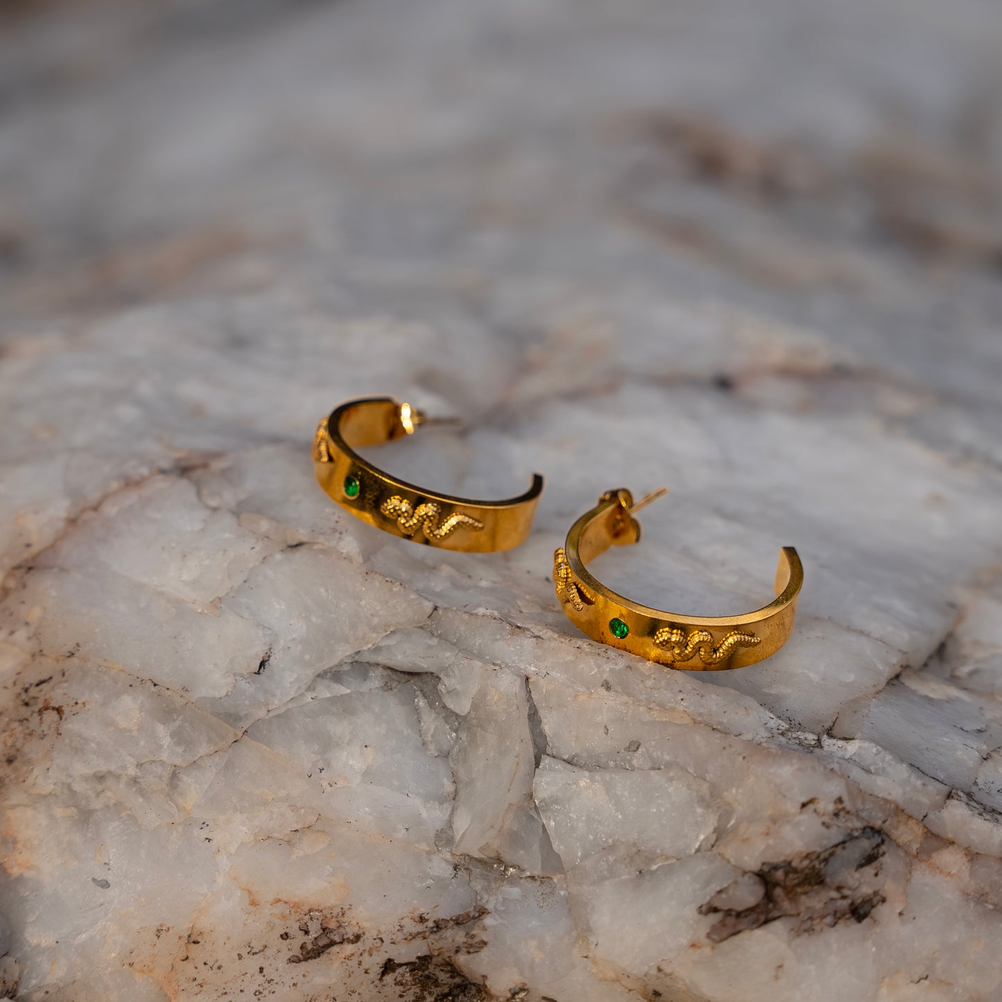 Snake Emerald Hoop Earring