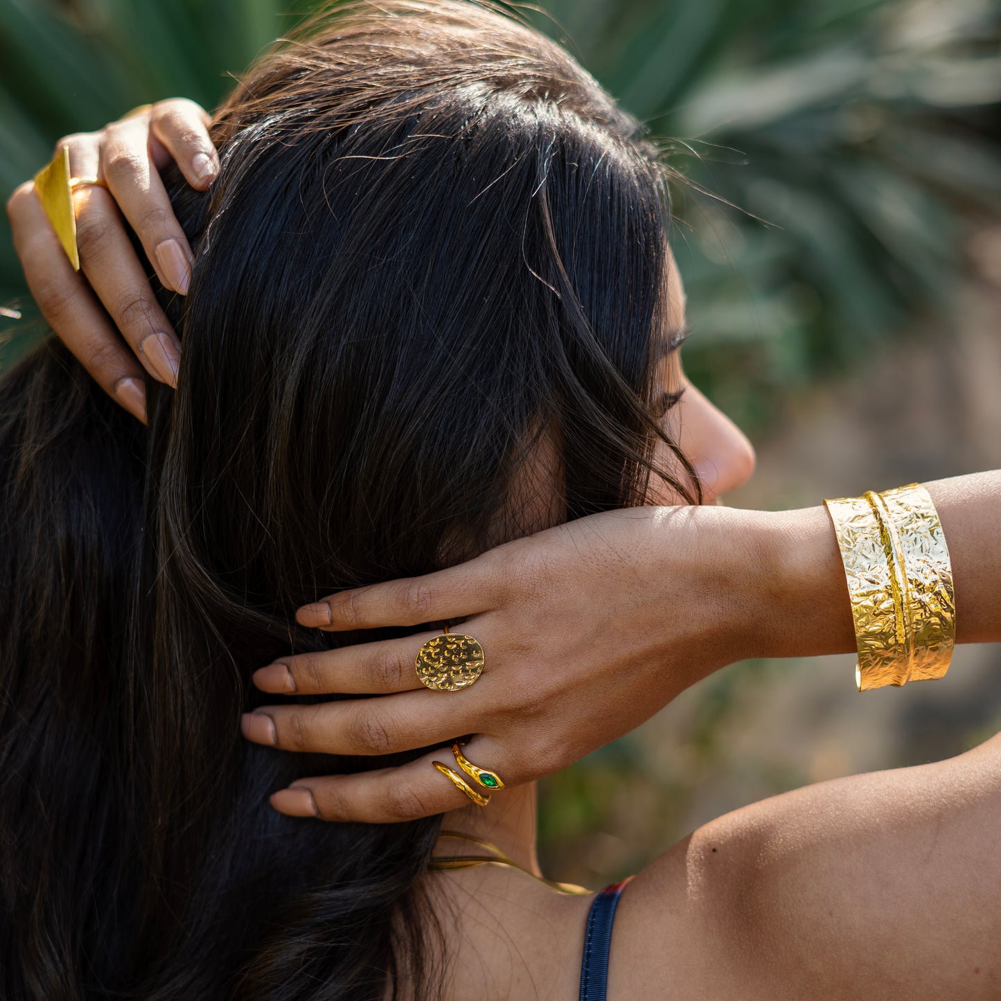 Textured 18K Gold-Plated Anti-Tarnish Cuff Bracelet