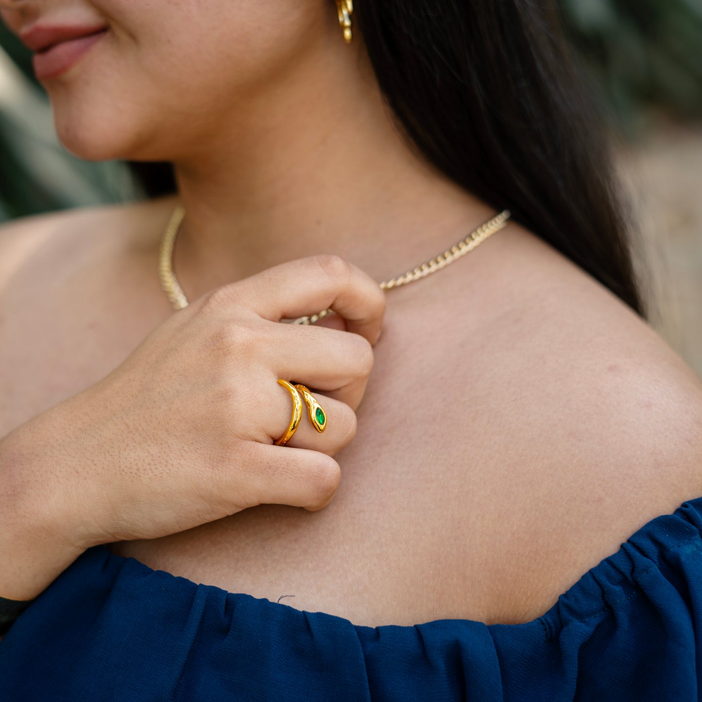 Emerald Snake Ring