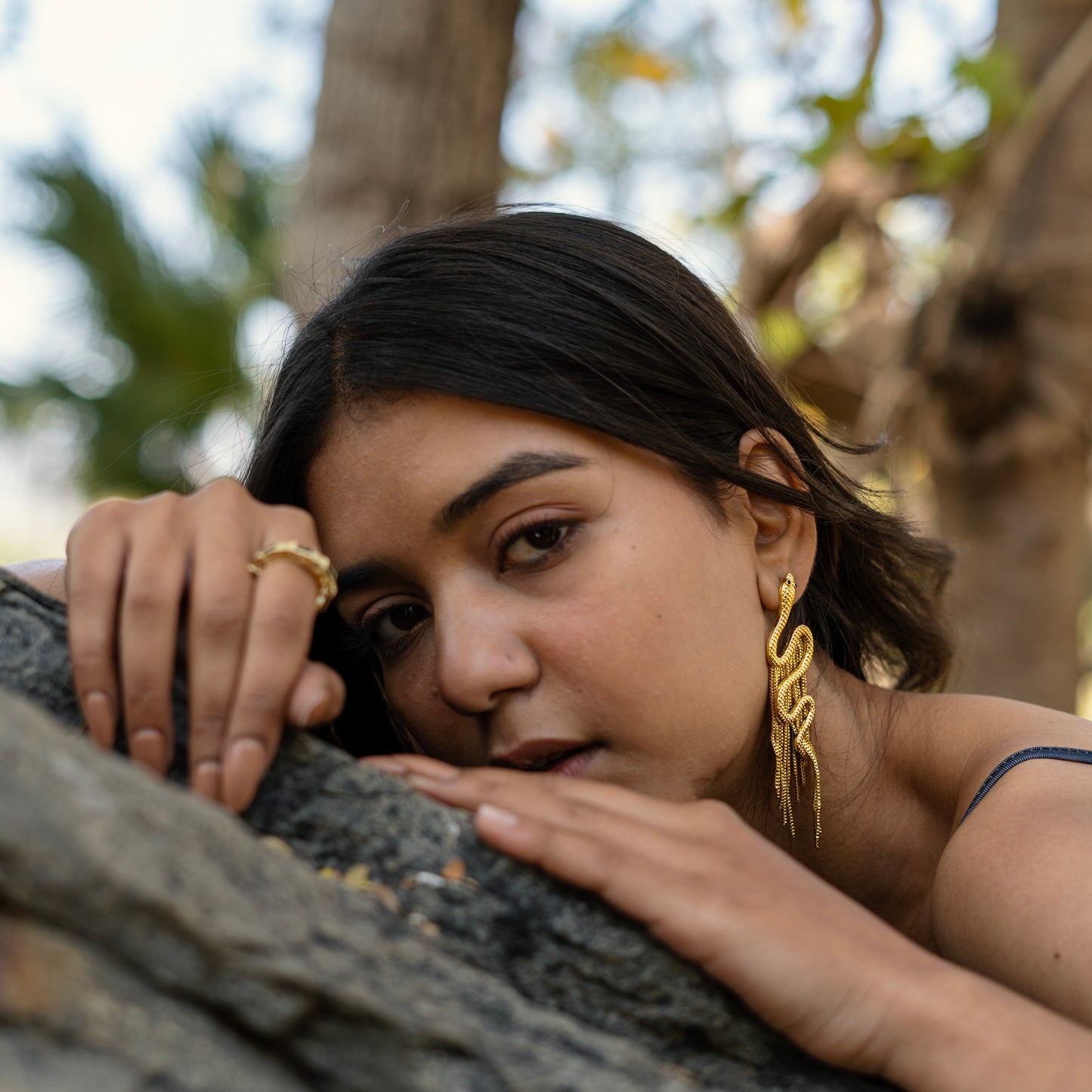 Golden Snake Earring