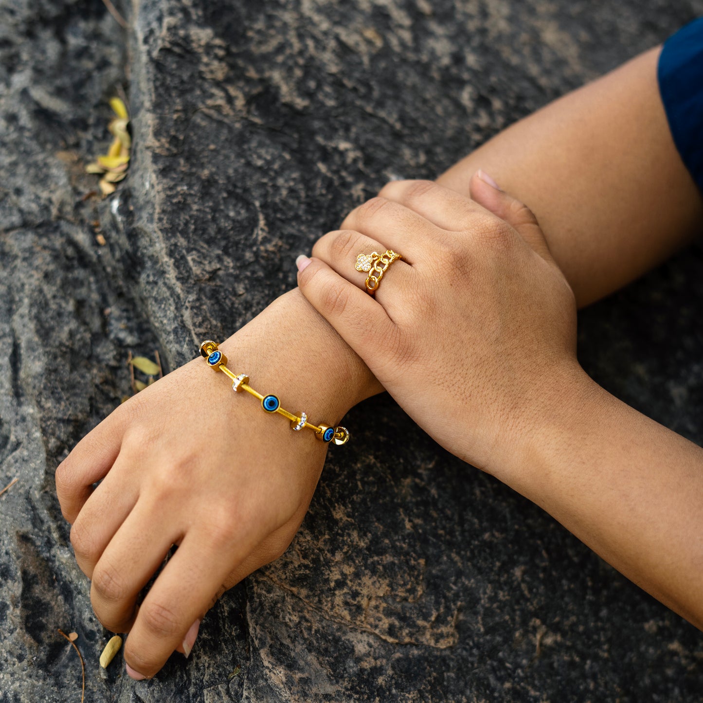 18K Gold Plated Evil Eye Cuff with Magnetic Closure