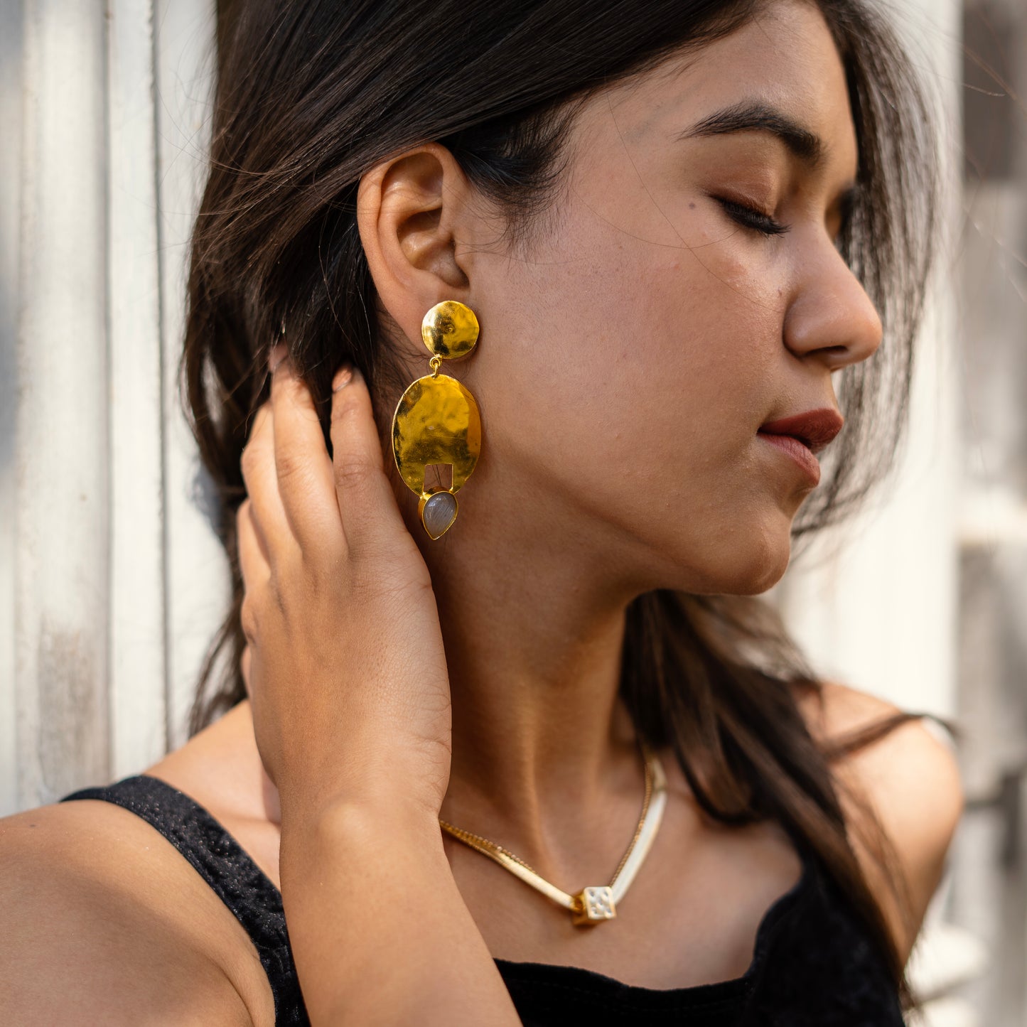 Hammered Gold Plated Earring