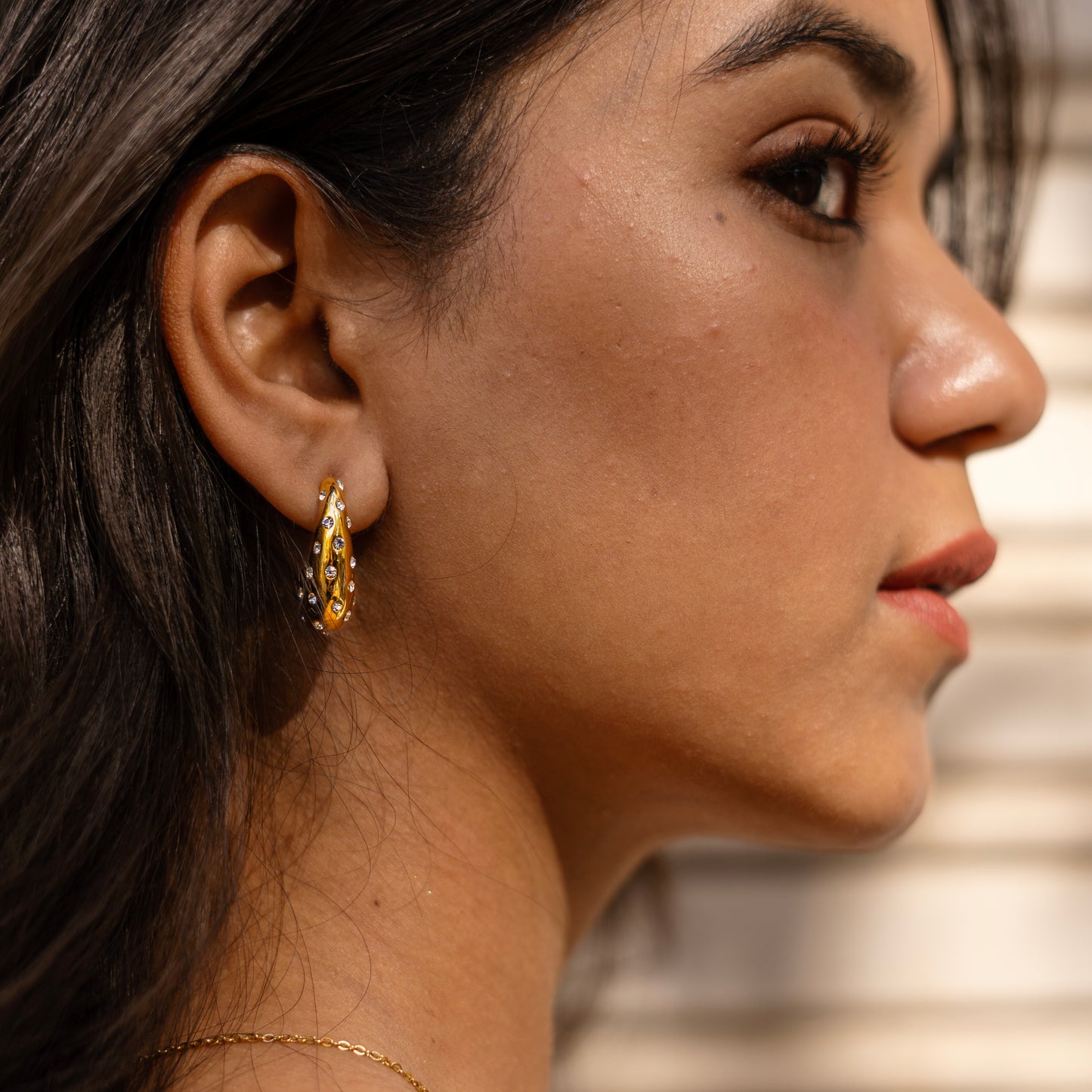 Rhinestone Tear Drop Earring