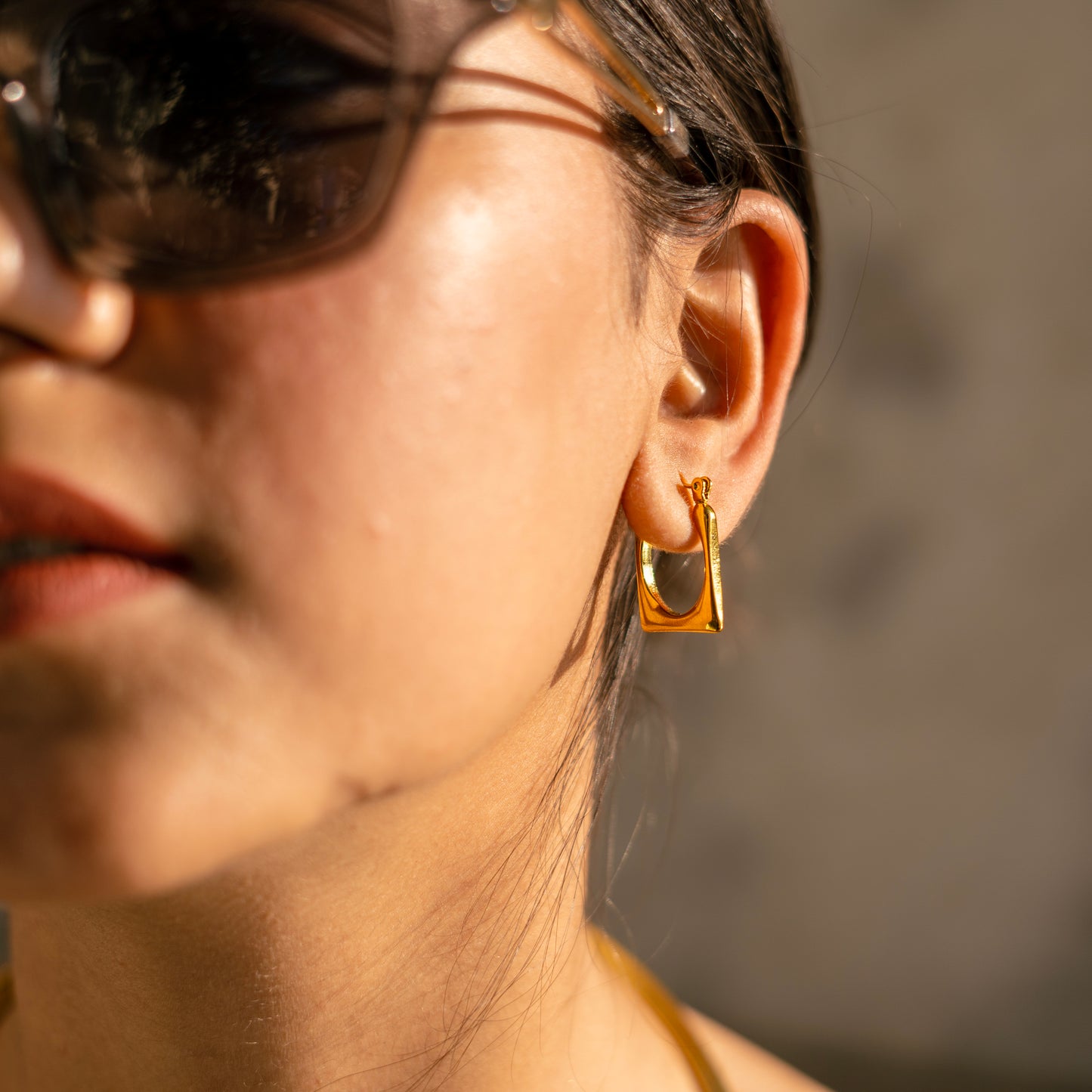 Oblong Square Hoop Earring