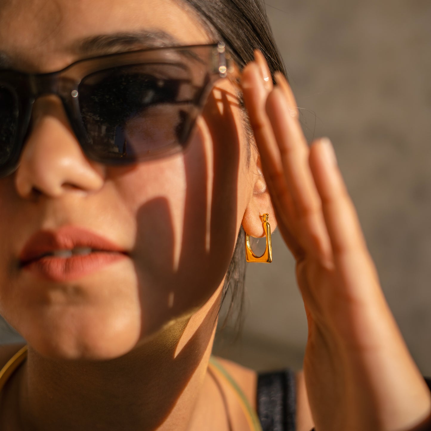 Oblong Square Hoop Earring