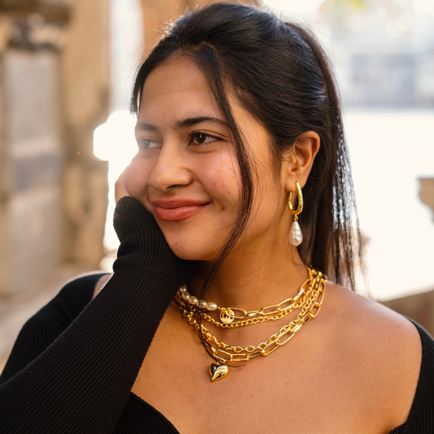 Baroque Pearl Hoops Earring