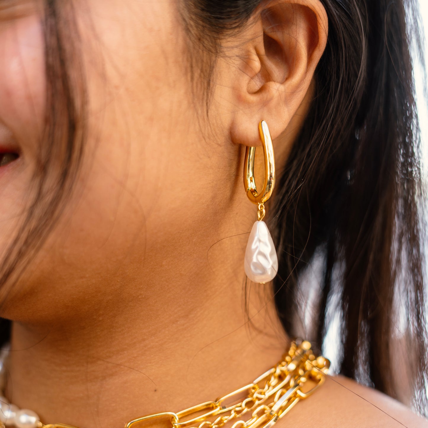 Baroque Pearl Hoops Earring