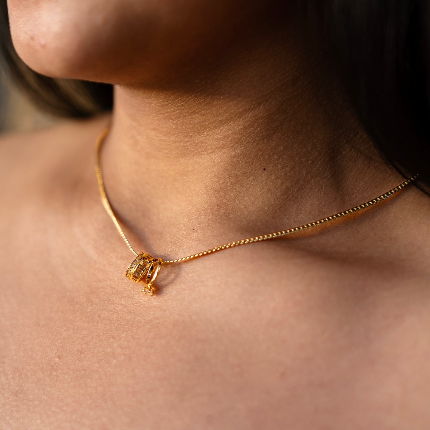 18K Gold Plated Minimal Ring Necklace