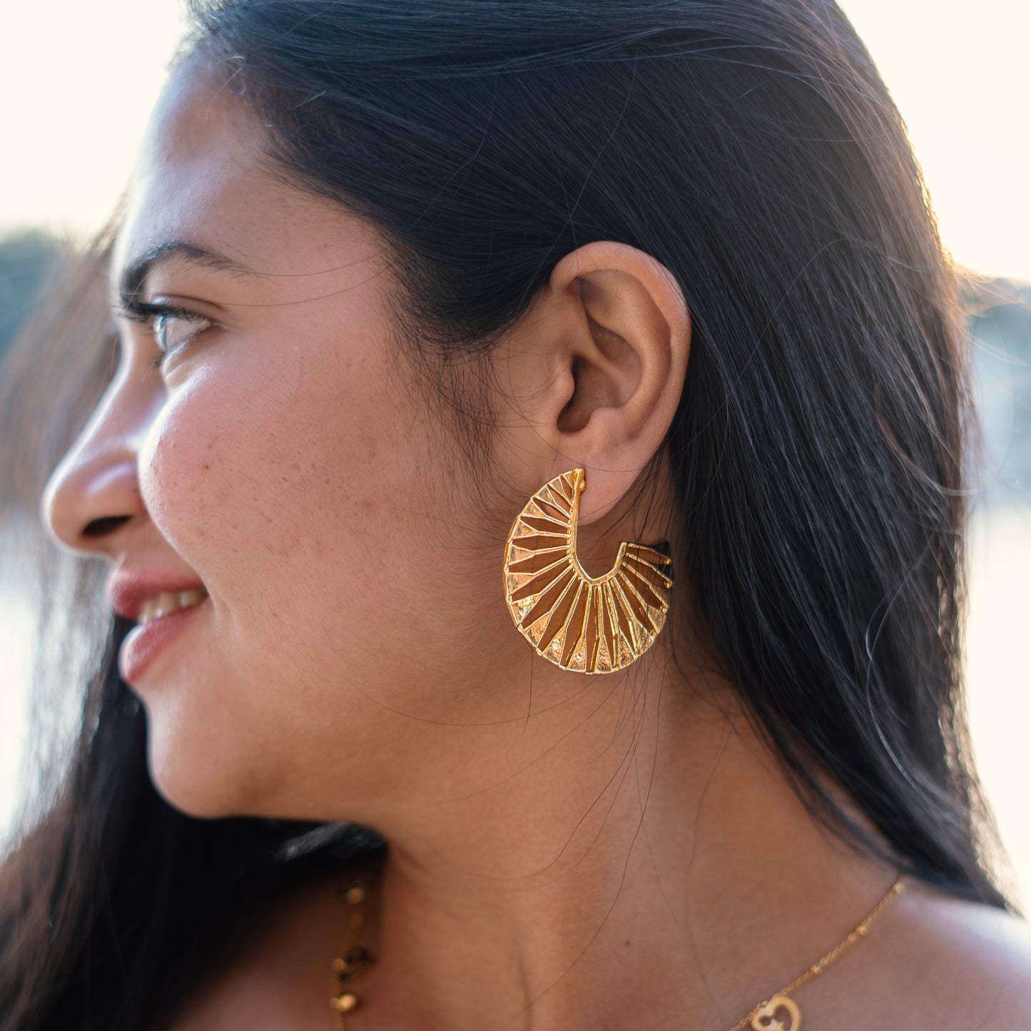 18K Gold Plated Half Hoop Earring