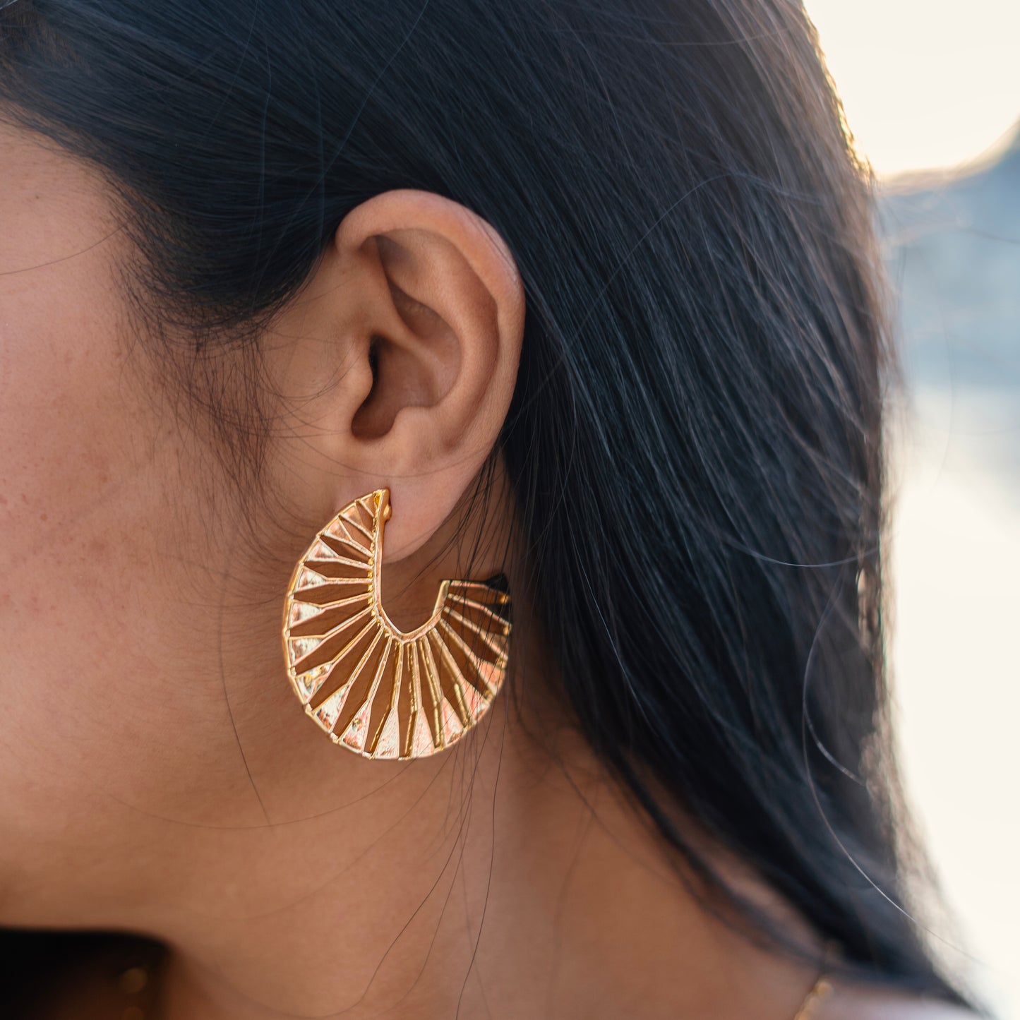 18K Gold Plated Half Hoop Earring
