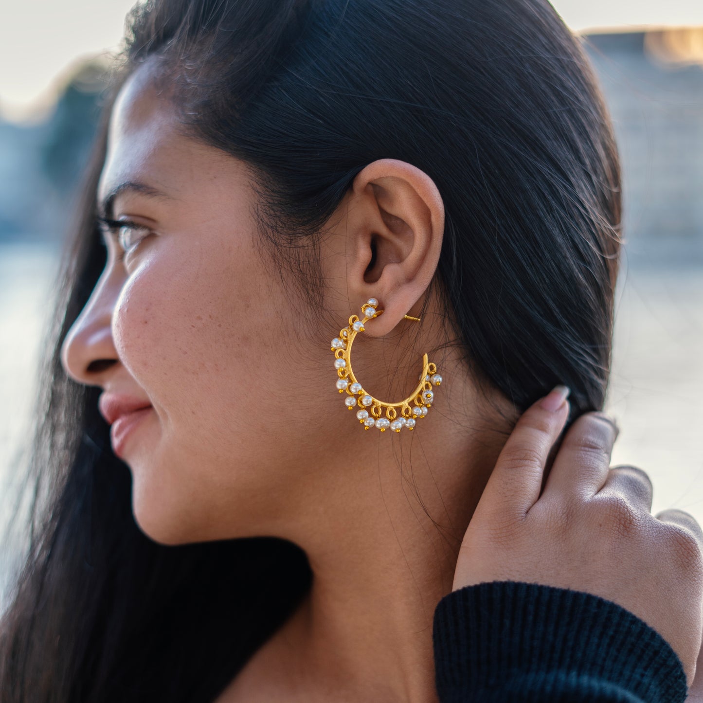 Pearly Hoops Earring