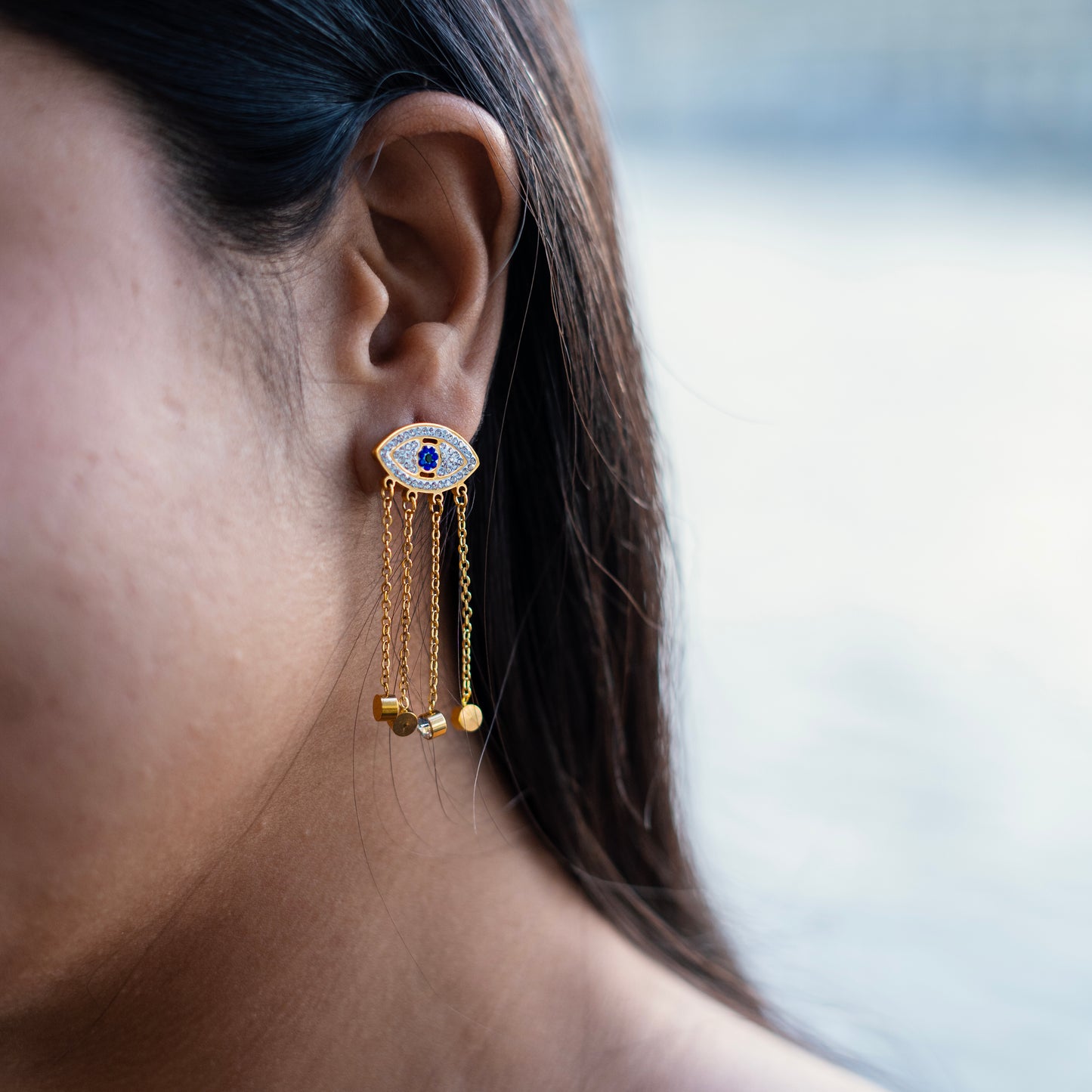 Evil Eye Tassel Earring