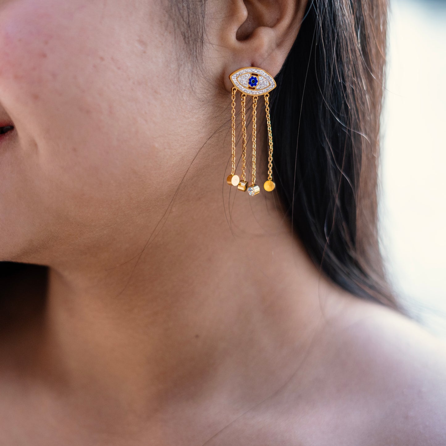 Evil Eye Tassel Earring