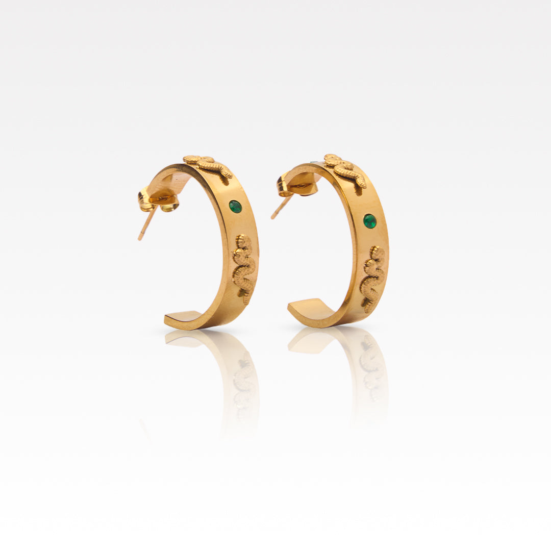 Snake Emerald Hoop Earring