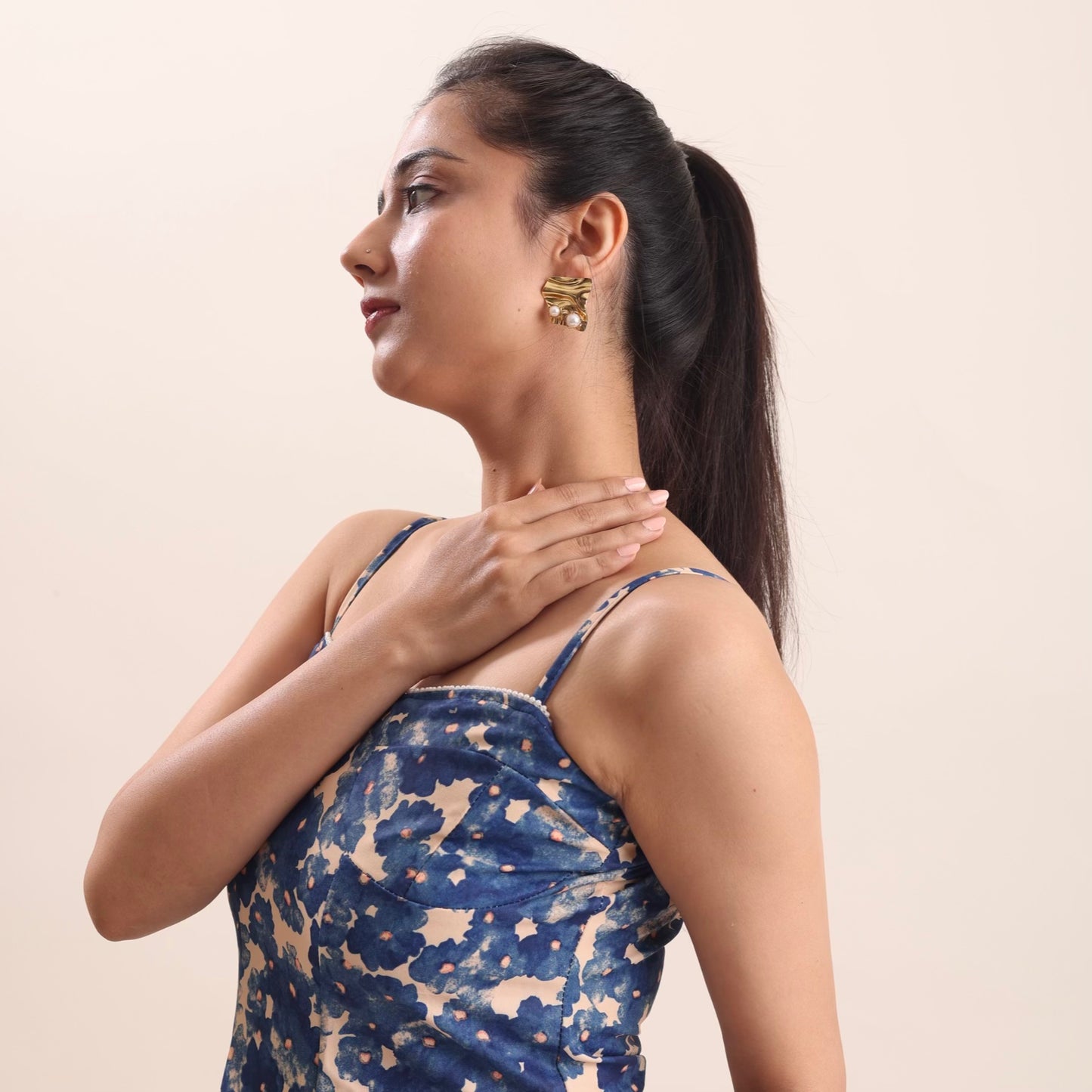 Party Wear Pearl Earring 18K Gold Plated