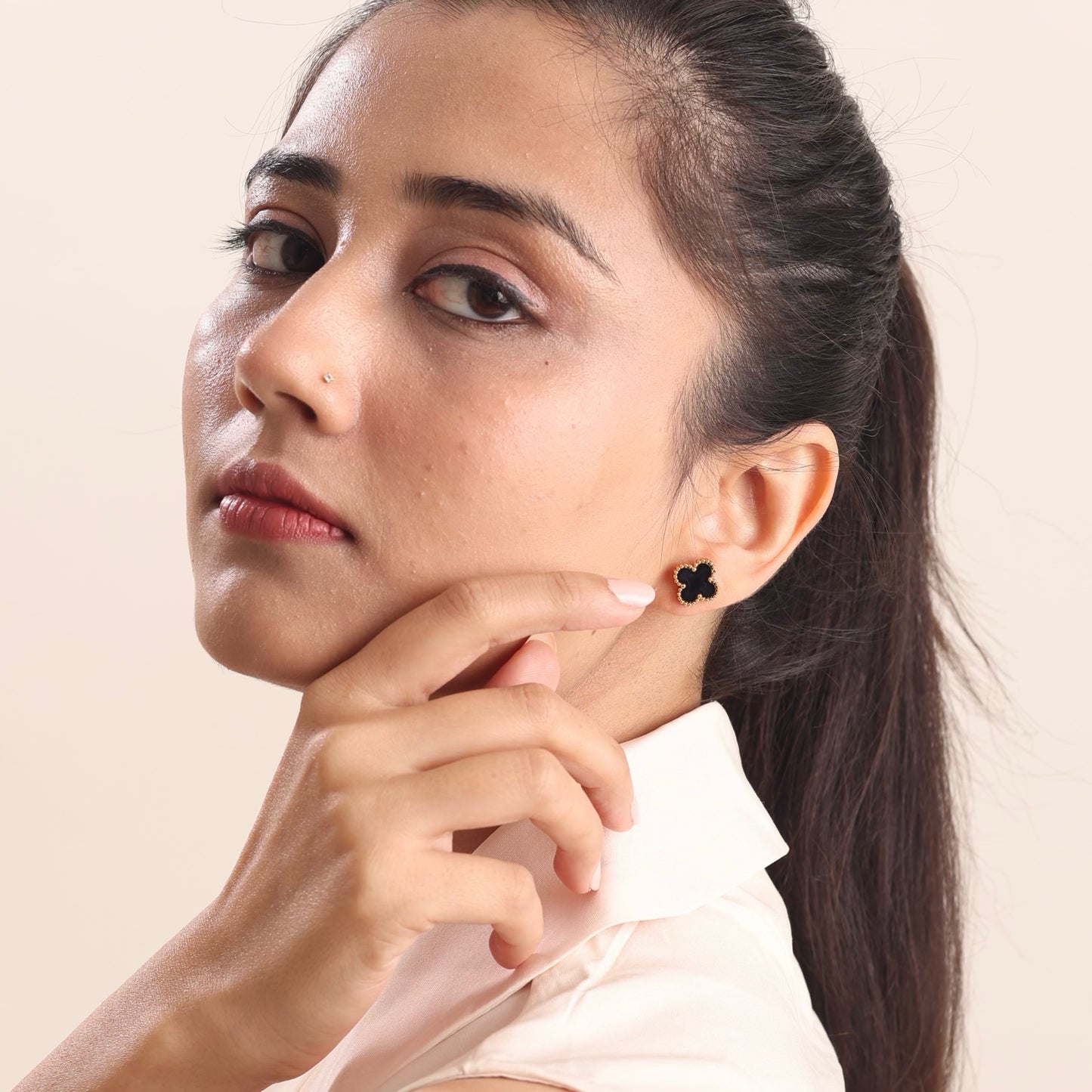 Black Clover Studs 18K Gold Plated