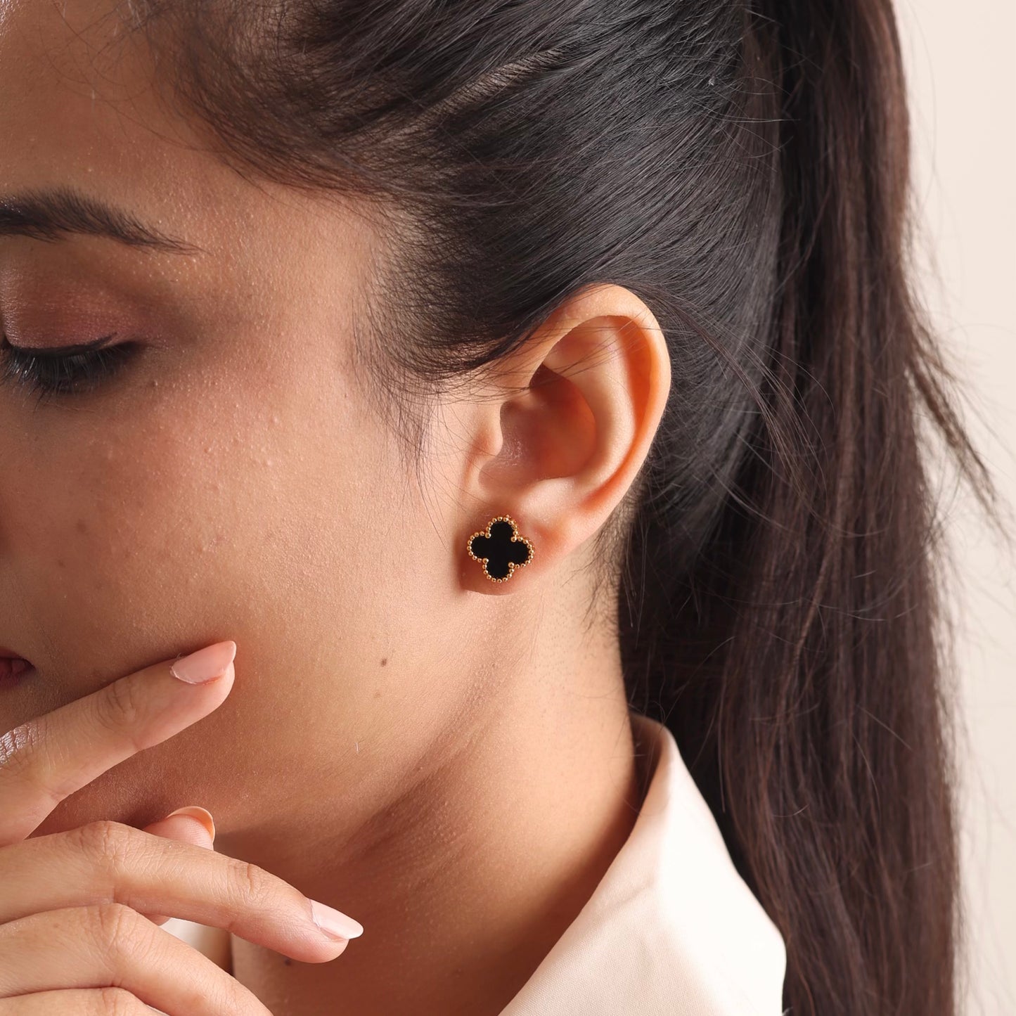 Black Clover Studs 18K Gold Plated