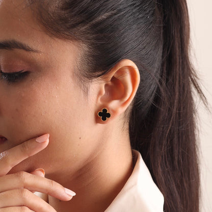 Black Clover Studs 18K Gold Plated