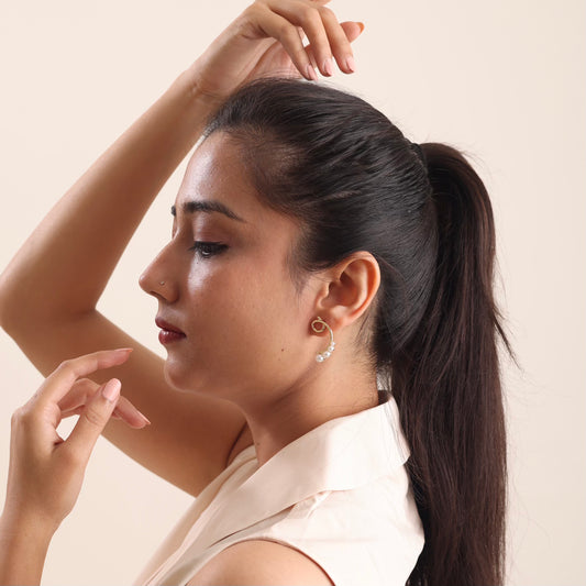 Loops Of Pearls Earring 18KGold Plated