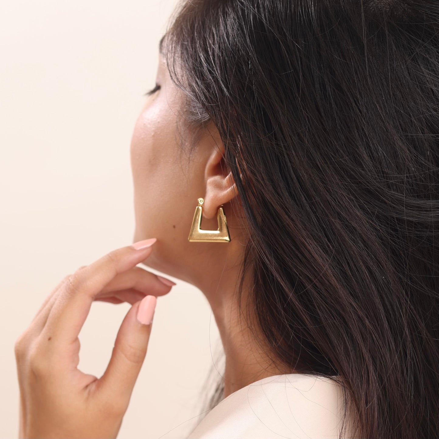Square 18K Gold Plated Hoop Earring