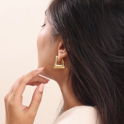 Square 18K Gold Plated Hoop Earring