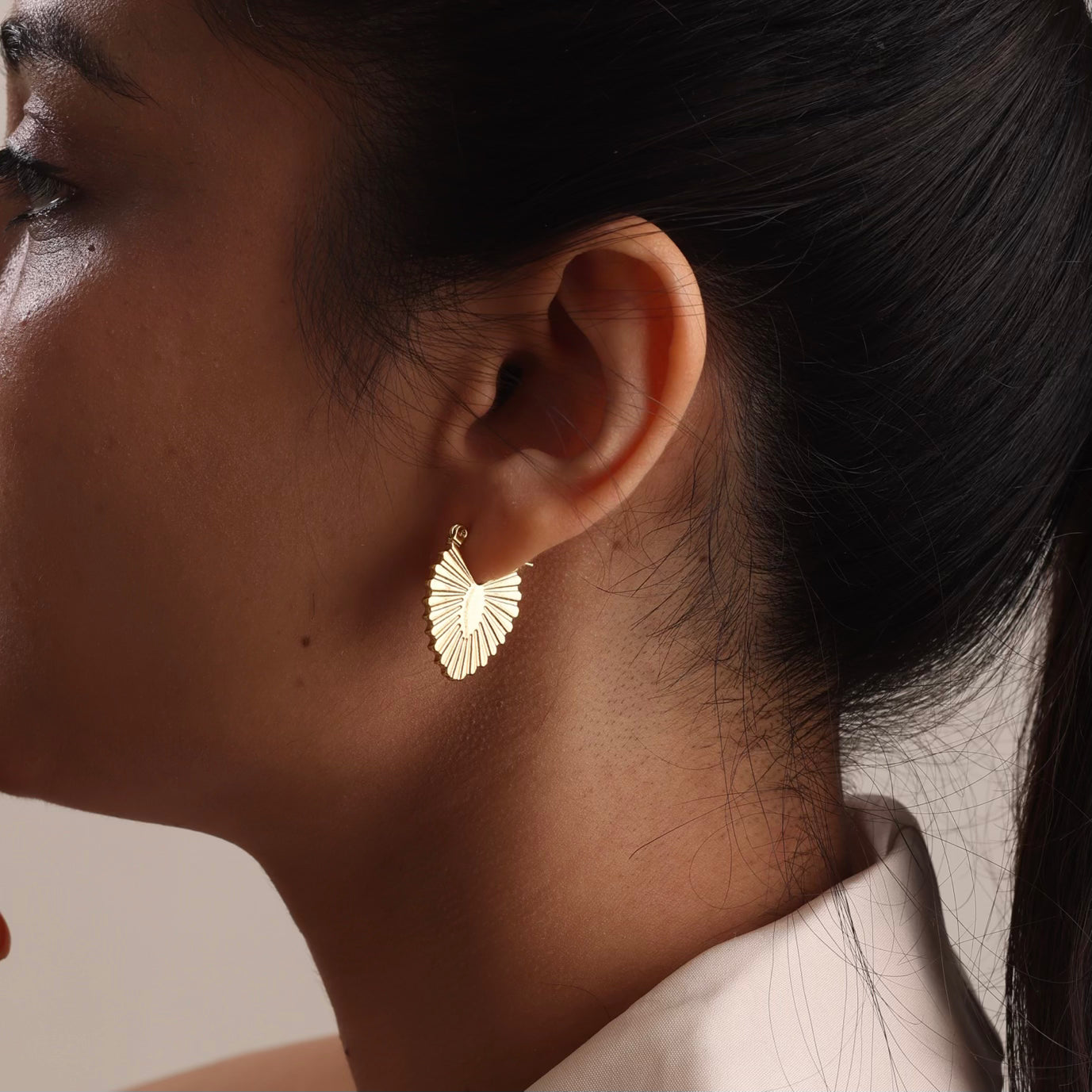 Almond Hoop 18K Gold Plated Earring