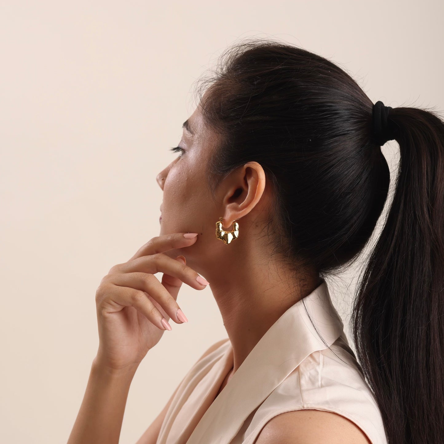 Geometric Hoop 18K Gold Plated Earring