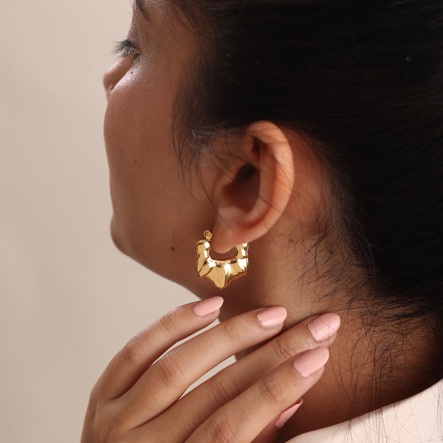 Geometric Hoop 18K Gold Plated Earring