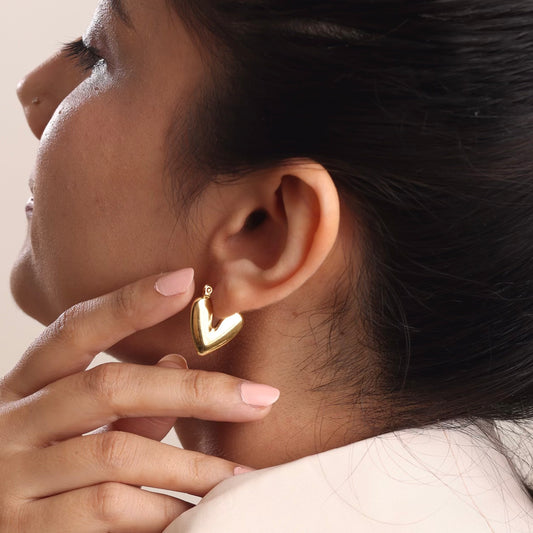 Classic Heart Hoop Earring 18K Gold Plated