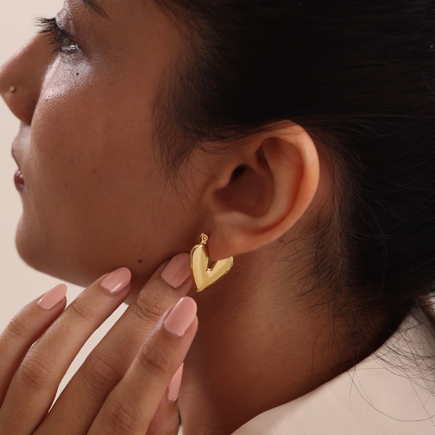 Classic Heart Hoop Earring 18K Gold Plated