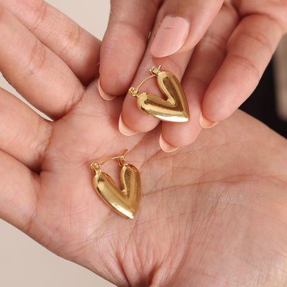 Classic Heart Hoop Earring 18K Gold Plated