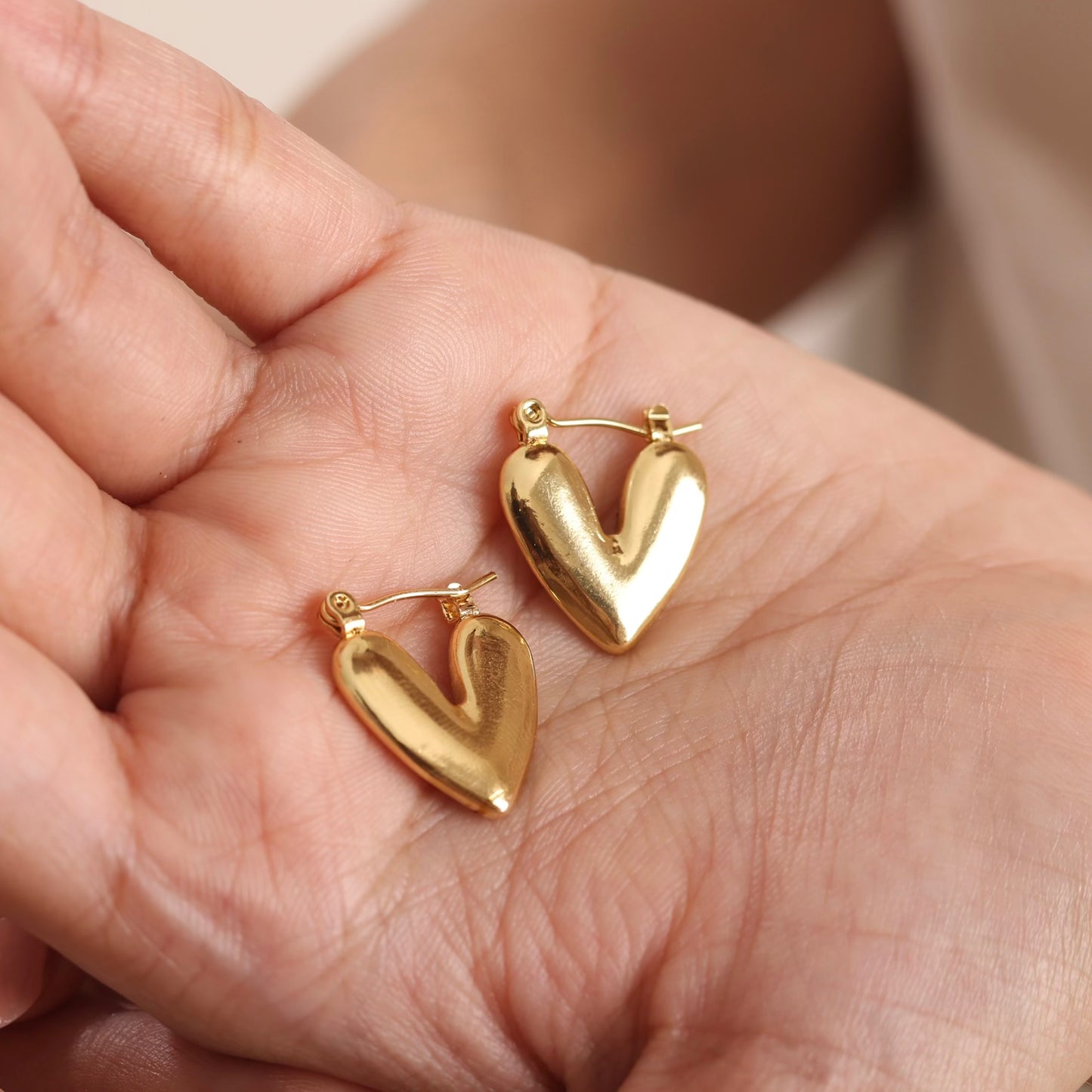 Classic Heart Hoop Earring 18K Gold Plated