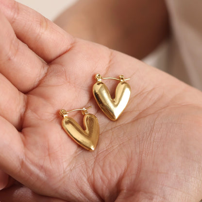 Classic Heart Hoop Earring 18K Gold Plated