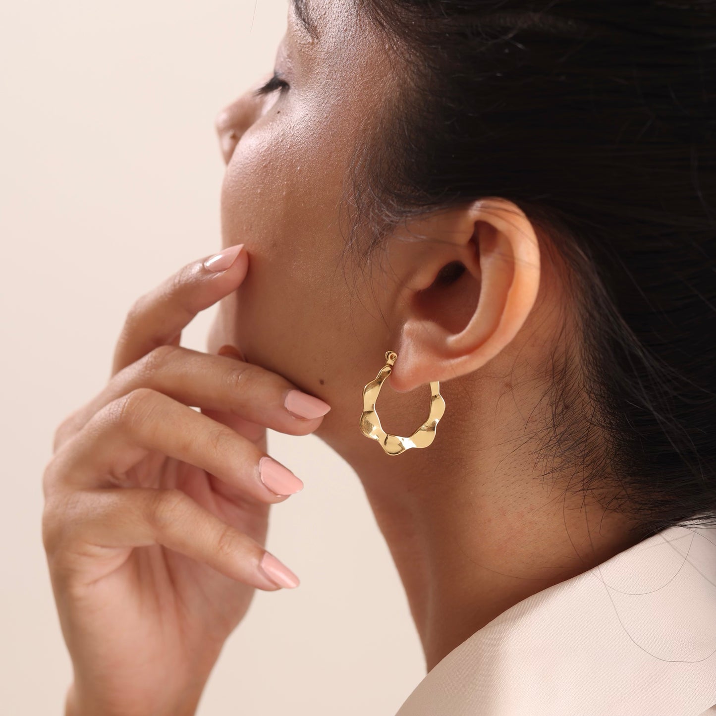 Wave 18K Gold Plated Hoops