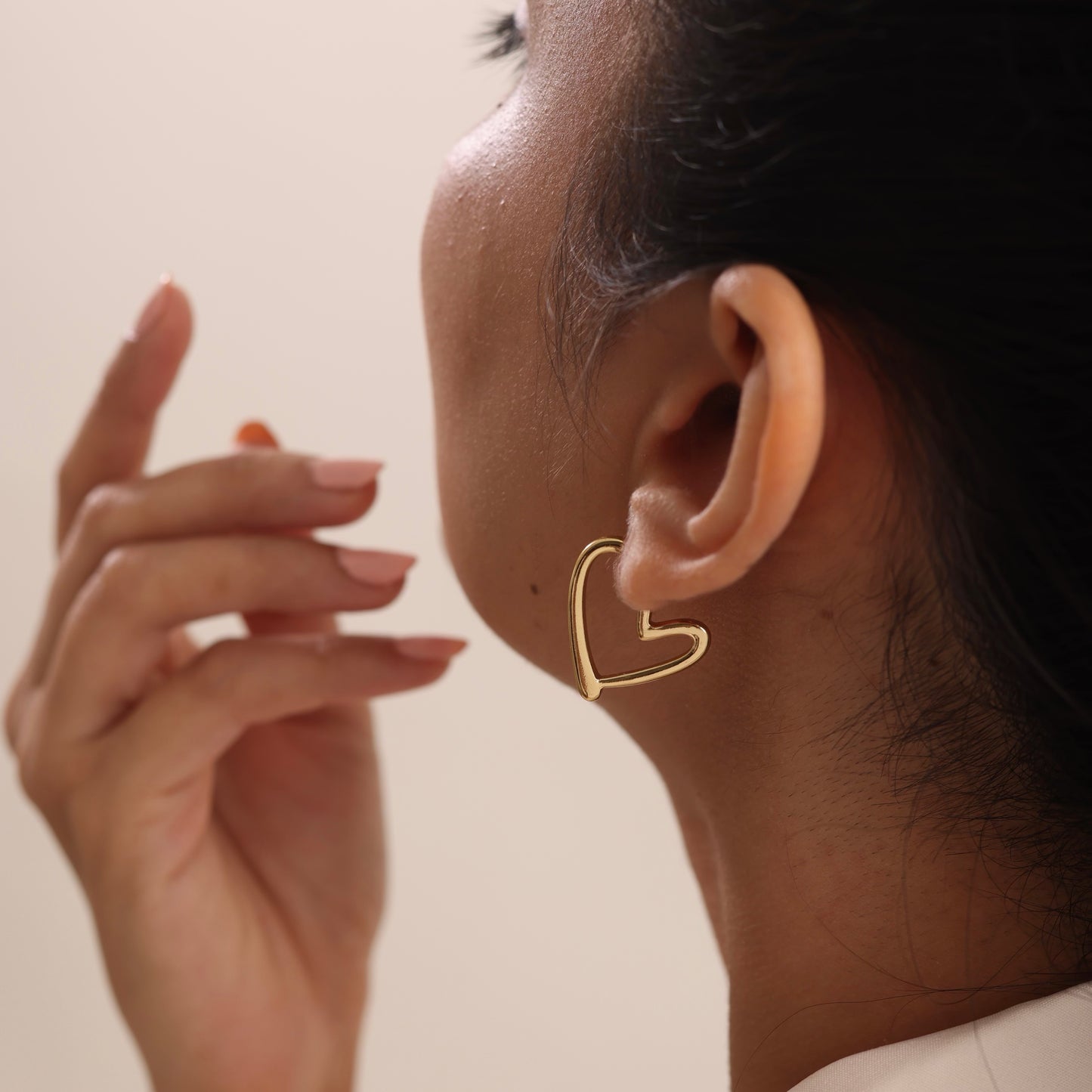 Heart Shaped Drop Earring 18K Gold Plated