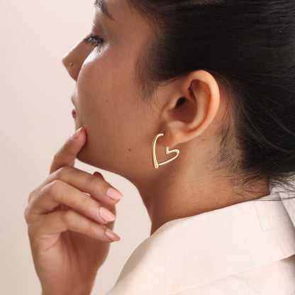 Heart Shaped Drop Earring 18K Gold Plated