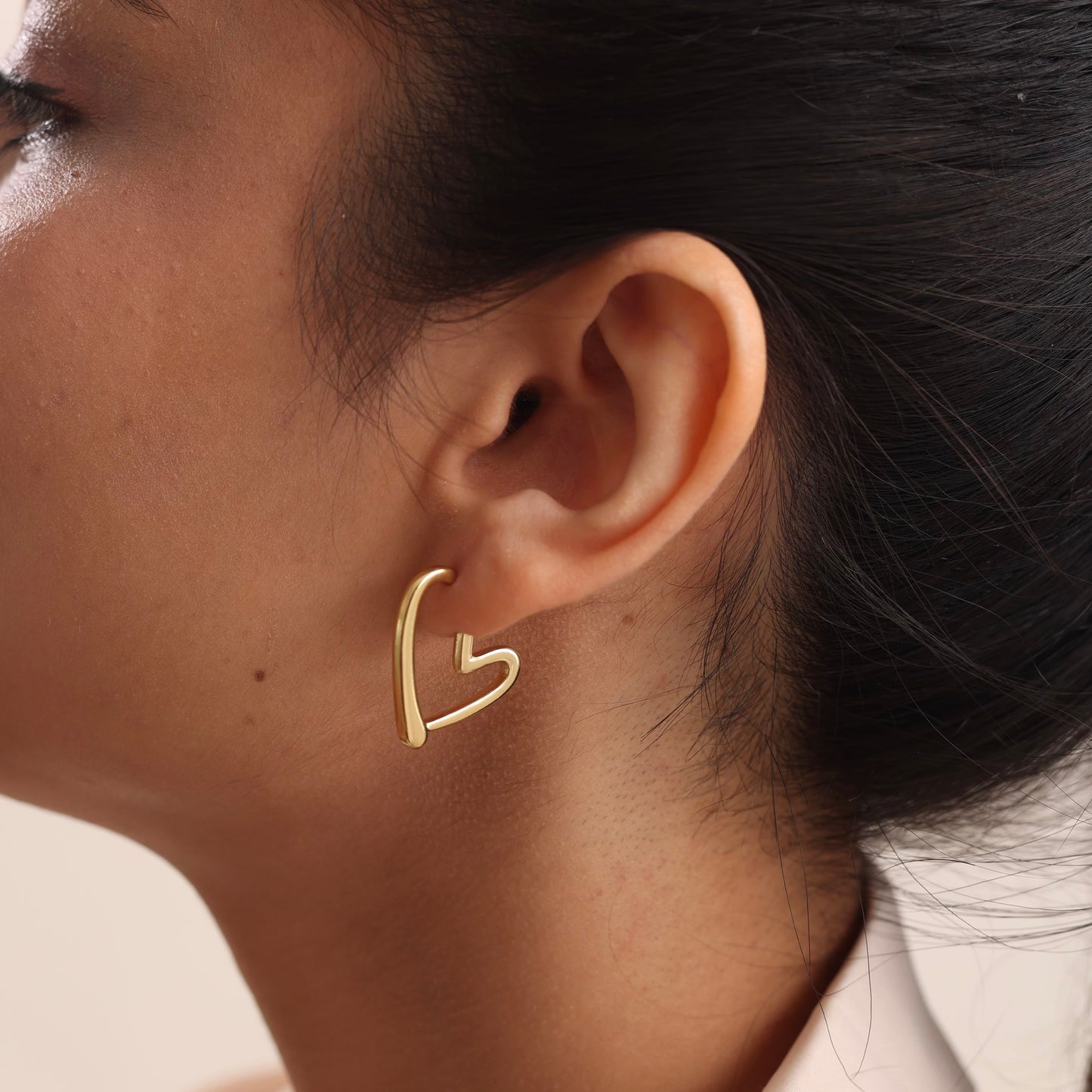 Heart Shaped Drop Earring 18K Gold Plated